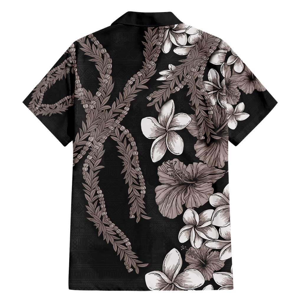 Hawaiian Tropical Flowers and Maile Pikake Hawaiian Shirt Polynesian Tribal Pattern Grayscale Mode LT03 - Polynesian Pride
