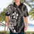 Hawaiian Tropical Flowers and Maile Pikake Hawaiian Shirt Polynesian Tribal Pattern Grayscale Mode