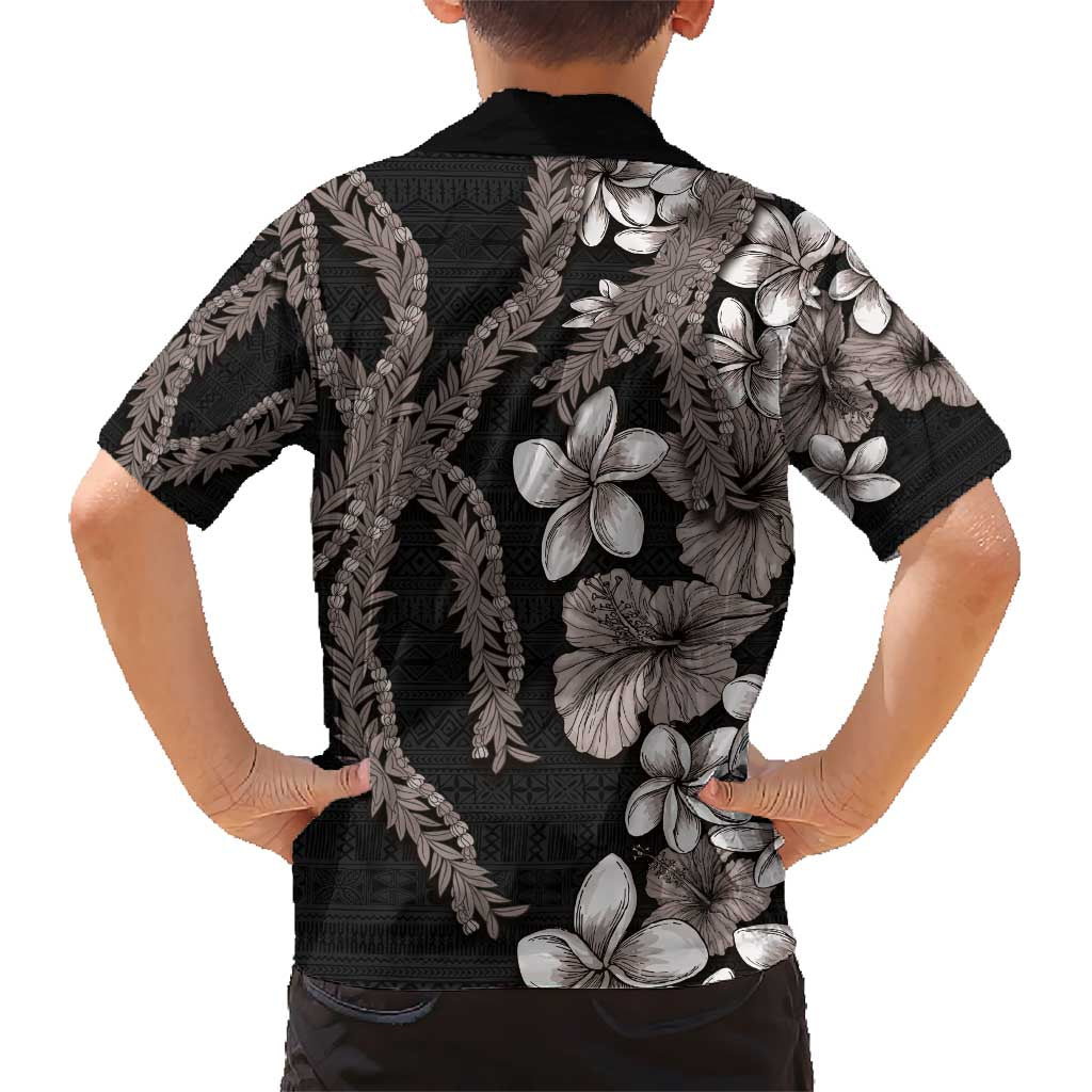 Hawaiian Tropical Flowers and Maile Pikake Hawaiian Shirt Polynesian Tribal Pattern Grayscale Mode LT03 - Polynesian Pride