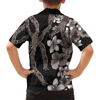 Hawaiian Tropical Flowers and Maile Pikake Hawaiian Shirt Polynesian Tribal Pattern Grayscale Mode LT03 - Polynesian Pride