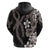 Hawaiian Tropical Flowers and Maile Pikake Hoodie Polynesian Tribal Pattern Grayscale Mode