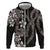 Hawaiian Tropical Flowers and Maile Pikake Hoodie Polynesian Tribal Pattern Grayscale Mode