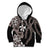 Hawaiian Tropical Flowers and Maile Pikake Kid Hoodie Polynesian Tribal Pattern Grayscale Mode