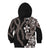 Hawaiian Tropical Flowers and Maile Pikake Kid Hoodie Polynesian Tribal Pattern Grayscale Mode