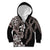 Hawaiian Tropical Flowers and Maile Pikake Kid Hoodie Polynesian Tribal Pattern Grayscale Mode