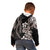 Hawaiian Tropical Flowers and Maile Pikake Kid Hoodie Polynesian Tribal Pattern Grayscale Mode