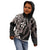 Hawaiian Tropical Flowers and Maile Pikake Kid Hoodie Polynesian Tribal Pattern Grayscale Mode