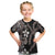 Hawaiian Tropical Flowers and Maile Pikake Kid T Shirt Polynesian Tribal Pattern Grayscale Mode