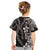 Hawaiian Tropical Flowers and Maile Pikake Kid T Shirt Polynesian Tribal Pattern Grayscale Mode