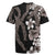 Hawaiian Tropical Flowers and Maile Pikake Rugby Jersey Polynesian Tribal Pattern Grayscale Mode