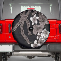 Hawaiian Tropical Flowers and Maile Pikake Spare Tire Cover Polynesian Tribal Pattern Grayscale Mode LT03 - Polynesian Pride