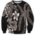 Hawaiian Tropical Flowers and Maile Pikake Sweatshirt Polynesian Tribal Pattern Grayscale Mode