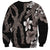 Hawaiian Tropical Flowers and Maile Pikake Sweatshirt Polynesian Tribal Pattern Grayscale Mode