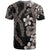 Hawaiian Tropical Flowers and Maile Pikake T Shirt Polynesian Tribal Pattern Grayscale Mode