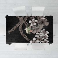 Hawaiian Tropical Flowers and Maile Pikake Tablecloth Polynesian Tribal Pattern Grayscale Mode LT03 Black - Polynesian Pride