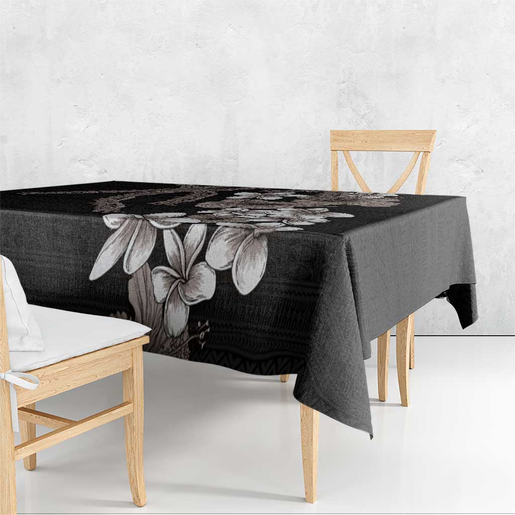 Hawaiian Tropical Flowers and Maile Pikake Tablecloth Polynesian Tribal Pattern Grayscale Mode LT03 - Polynesian Pride