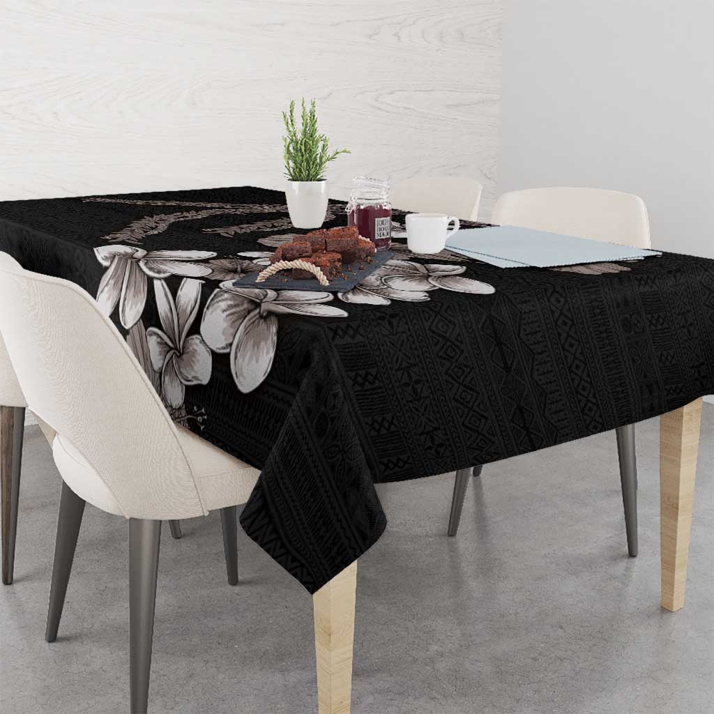 Hawaiian Tropical Flowers and Maile Pikake Tablecloth Polynesian Tribal Pattern Grayscale Mode LT03 - Polynesian Pride