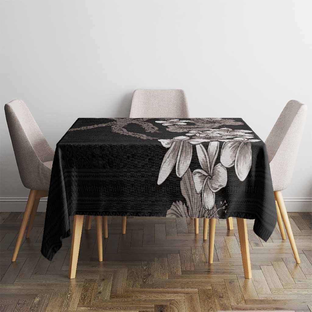 Hawaiian Tropical Flowers and Maile Pikake Tablecloth Polynesian Tribal Pattern Grayscale Mode LT03 - Polynesian Pride