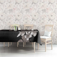 Hawaiian Tropical Flowers and Maile Pikake Tablecloth Polynesian Tribal Pattern Grayscale Mode LT03 - Polynesian Pride