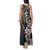 Hawaiian Tropical Flowers and Maile Pikake Tank Maxi Dress Polynesian Tribal Pattern Grayscale Mode