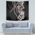 Hawaiian Tropical Flowers and Maile Pikake Tapestry Polynesian Tribal Pattern Grayscale Mode