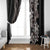 Hawaiian Tropical Flowers and Maile Pikake Window Curtain Polynesian Tribal Pattern Grayscale Mode