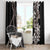 Hawaiian Tropical Flowers and Maile Pikake Window Curtain Polynesian Tribal Pattern Grayscale Mode