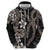 Hawaiian Tropical Flowers and Maile Pikake Zip Hoodie Polynesian Tribal Pattern Grayscale Mode