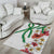 Hawaiian Tropical Flowers and Maile Pikake Area Rug Polynesian Tribal Pattern White Color