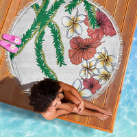 Hawaiian Tropical Flowers and Maile Pikake Beach Blanket Polynesian Tribal Pattern White Color LT03 - Polynesian Pride