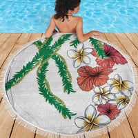 Hawaiian Tropical Flowers and Maile Pikake Beach Blanket Polynesian Tribal Pattern White Color LT03 - Polynesian Pride