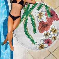 Hawaiian Tropical Flowers and Maile Pikake Beach Blanket Polynesian Tribal Pattern White Color LT03 - Polynesian Pride