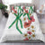 Hawaiian Tropical Flowers and Maile Pikake Bedding Set Polynesian Tribal Pattern White Color