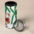 Hawaiian Tropical Flowers and Maile Pikake 4 in 1 Can Cooler Tumbler Polynesian Tribal Pattern White Color