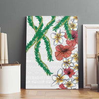 Hawaiian Tropical Flowers and Maile Pikake Canvas Wall Art Polynesian Tribal Pattern White Color LT03 - Polynesian Pride