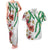 Hawaiian Tropical Flowers and Maile Pikake Couples Matching Tank Maxi Dress and Hawaiian Shirt Polynesian Tribal Pattern White Color