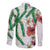 Hawaiian Tropical Flowers and Maile Pikake Family Matching Long Sleeve Bodycon Dress and Hawaiian Shirt Polynesian Tribal Pattern White Color