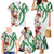 Hawaiian Tropical Flowers and Maile Pikake Family Matching Mermaid Dress and Hawaiian Shirt Polynesian Tribal Pattern White Color