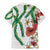 Hawaiian Tropical Flowers and Maile Pikake Family Matching Mermaid Dress and Hawaiian Shirt Polynesian Tribal Pattern White Color