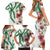 Hawaiian Tropical Flowers and Maile Pikake Family Matching Short Sleeve Bodycon Dress and Hawaiian Shirt Polynesian Tribal Pattern White Color