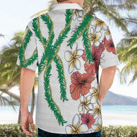 Hawaiian Tropical Flowers and Maile Pikake Hawaiian Shirt Polynesian Tribal Pattern White Color LT03 - Polynesian Pride