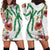 Hawaiian Tropical Flowers and Maile Pikake Hoodie Dress Polynesian Tribal Pattern White Color