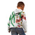 Hawaiian Tropical Flowers and Maile Pikake Kid Hoodie Polynesian Tribal Pattern White Color