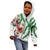 Hawaiian Tropical Flowers and Maile Pikake Kid Hoodie Polynesian Tribal Pattern White Color