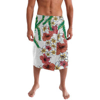 Hawaiian Tropical Flowers and Maile Pikake Lavalava Polynesian Tribal Pattern White Color LT03 White - Polynesian Pride