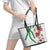 Hawaiian Tropical Flowers and Maile Pikake Leather Tote Bag Polynesian Tribal Pattern White Color