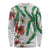 Hawaiian Tropical Flowers and Maile Pikake Long Sleeve Shirt Polynesian Tribal Pattern White Color