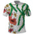 Hawaiian Tropical Flowers and Maile Pikake Polo Shirt Polynesian Tribal Pattern White Color