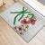 Hawaiian Tropical Flowers and Maile Pikake Rubber Doormat Polynesian Tribal Pattern White Color