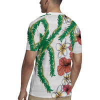 Hawaiian Tropical Flowers and Maile Pikake Rugby Jersey Polynesian Tribal Pattern White Color LT03 - Polynesian Pride